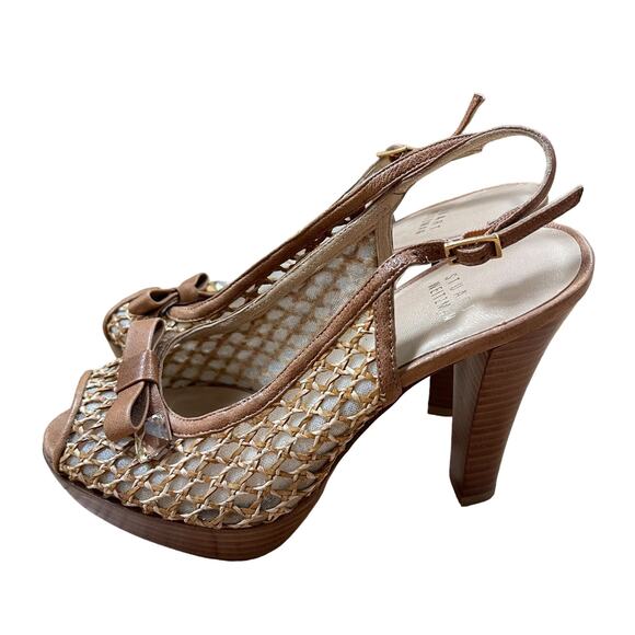 Stuart Weitzman Rattan Slingback Wood Heel women’s size 7 - Picture 4 of 10